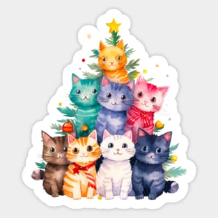 Cat Christmas Tree Sticker